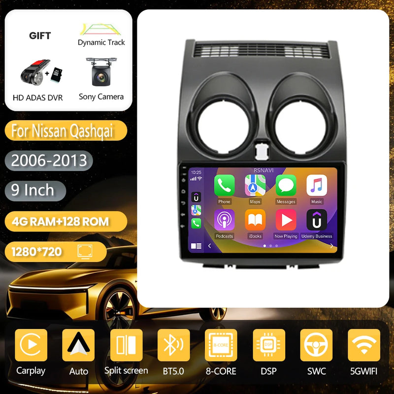 Autoradio CarPlay Nissan Qashqai J10 (2006-2013) – Écran 9 pouces, jusqu'à 16 Go + 256 Go, vue 17