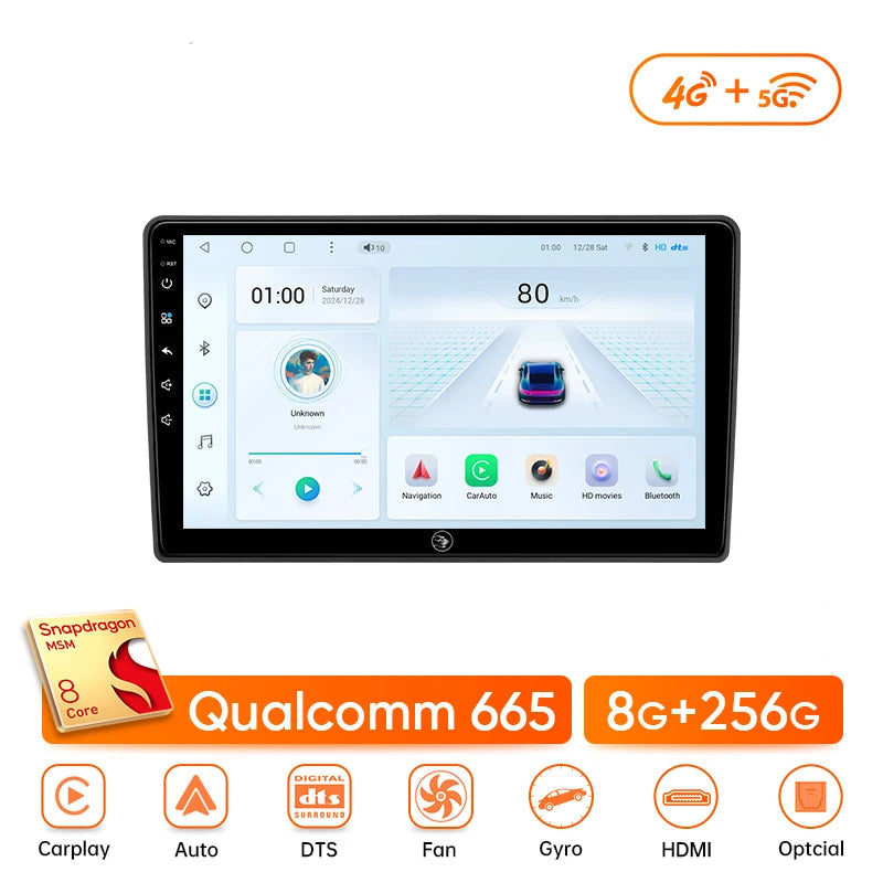 Autoradio CarPlay Golf 4 256Go – Snapdragon, DSP Pro et écran HD 2DIN