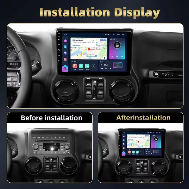 Autoradio CarPlay Jeep Wrangler JK (2011-2018) – Écran 9 pouces sans fil, jusqu'à 12 Go + 256 Go, vue 2