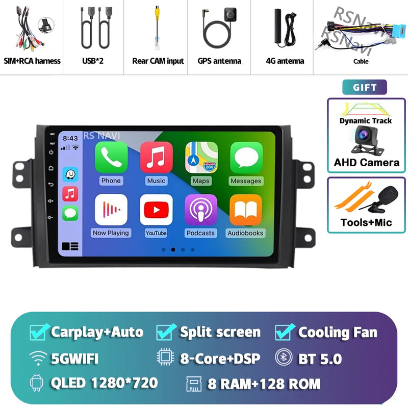 Autoradio CarPlay Suzuki SX4 (2006-2013) – Écran 9 pouces sans fil, jusqu'à 12 Go + 256 Go, vue 36