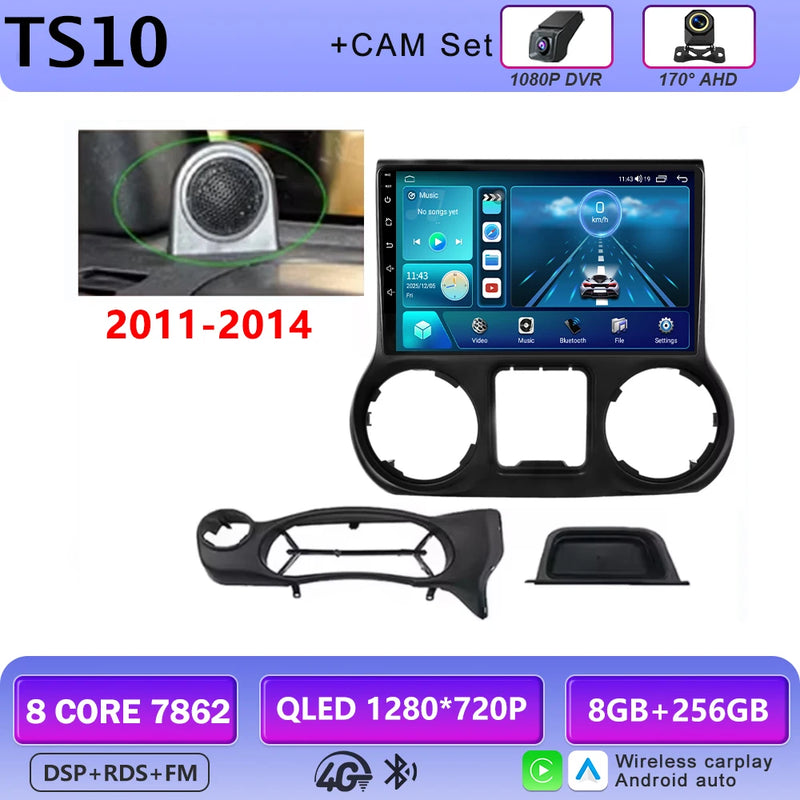 Autoradio CarPlay Jeep Wrangler JK (2011-2018) – Écran 9 pouces sans fil, jusqu'à 12 Go + 256 Go, vue 8