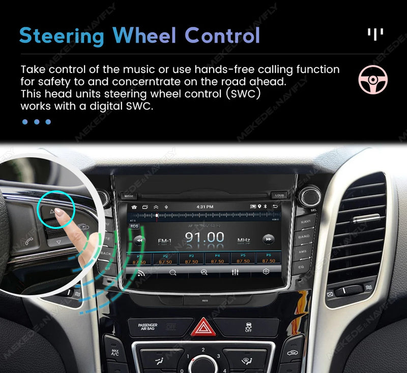 Autoradio CarPlay Hyundai i30 GD et Elantra GT (2011-2017) – Écran IPS 7 pouces, 2 Go + 64 Go, vue 17