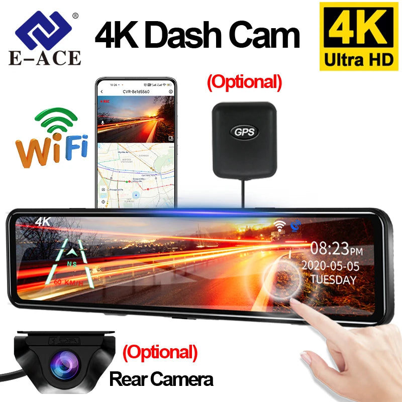 Rétroviseur Caméra 4K Écran Tactile 11,28 Pouces – Caméra Arrière, Wi-Fi 5 GHz, GPS en Option