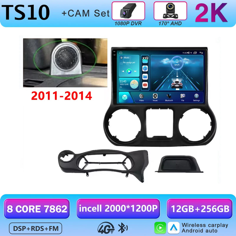 Autoradio CarPlay Jeep Wrangler JK (2011-2018) – Écran 9 pouces sans fil, jusqu'à 12 Go + 256 Go, vue 7