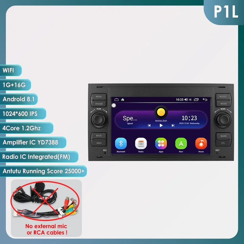 Autoradio CarPlay Ford Focus, Mondeo, S-Max et Kuga (2003-2012) – Écran 7 pouces, 2 DIN, vue 45
