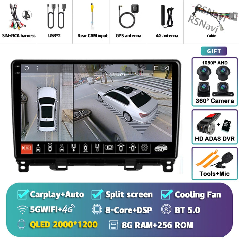 Autoradio CarPlay Honda Jazz 4 et Fit 4 (2020-2022) – Écran QLED, jusqu'à 16 Go + 512 Go, vue 7