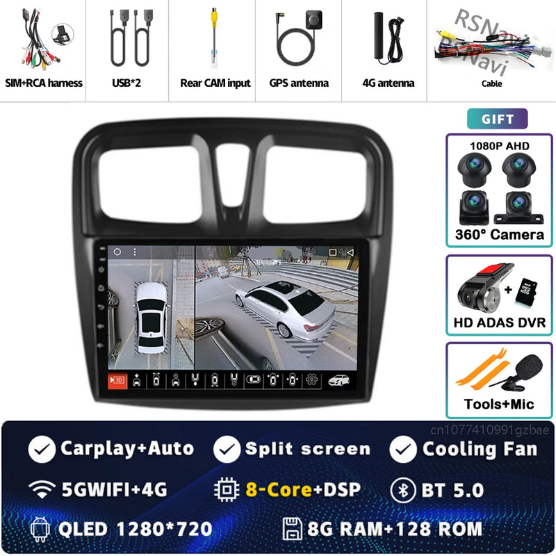 Autoradio CarPlay Dacia Sandero et Logan 2 (2014-2019) – Écran 9 pouces, jusqu'à 12 Go + 256 Go, vue 22