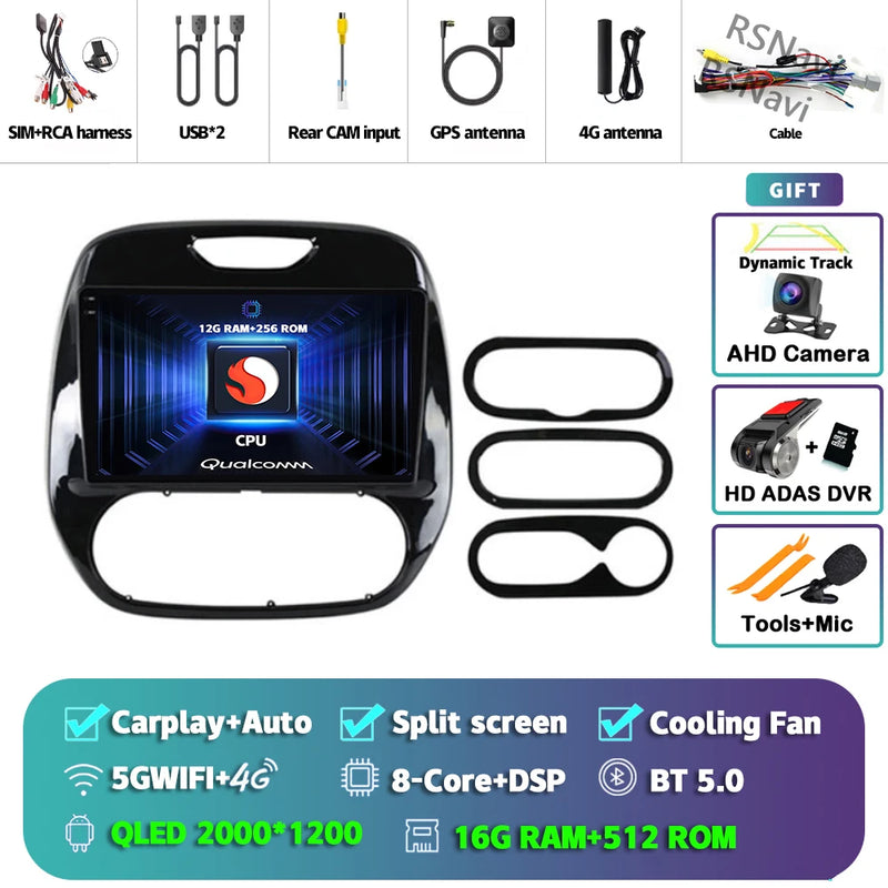 Autoradio CarPlay Renault Captur (2016-2019) – Écran 9 pouces, Android 16, vue 10
