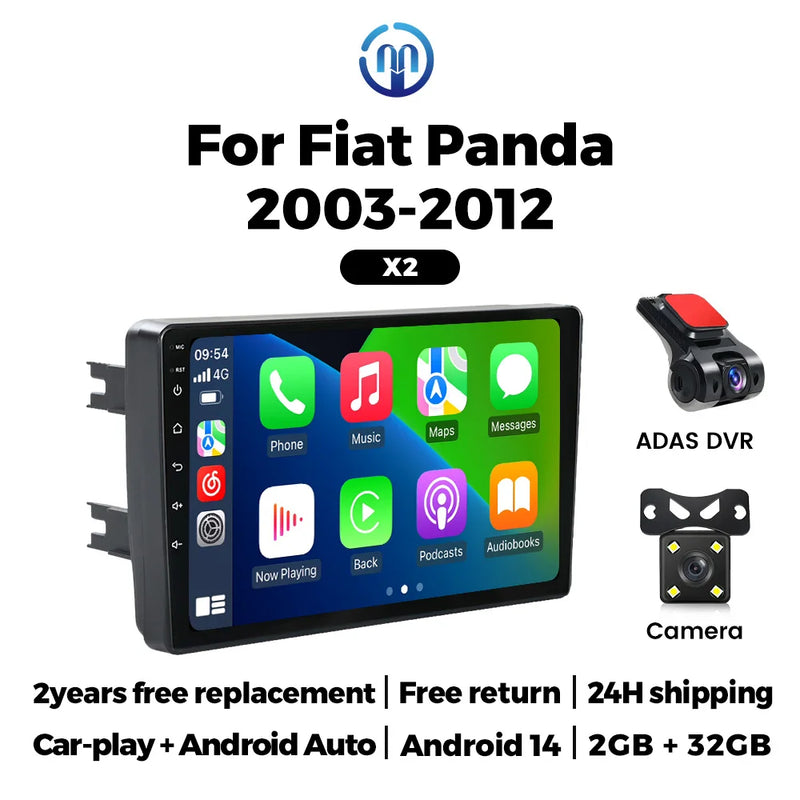 Autoradio CarPlay Fiat Panda (2003-2012) – Écran 9 pouces IPS, Android 14, jusqu'à 2 Go + 32 Go, vue 7