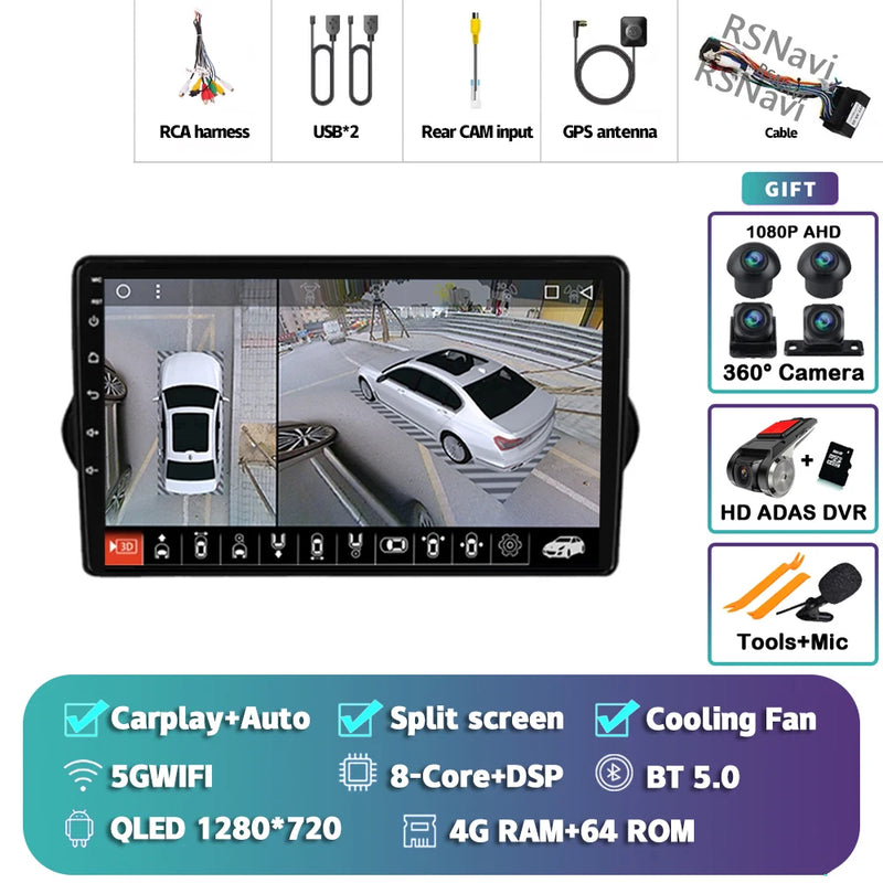 Autoradio CarPlay Fiat Tipo, Egea et Dodge Neon (2015-2018) – Écran QLED, jusqu'à 16 Go + 512 Go, vue 16