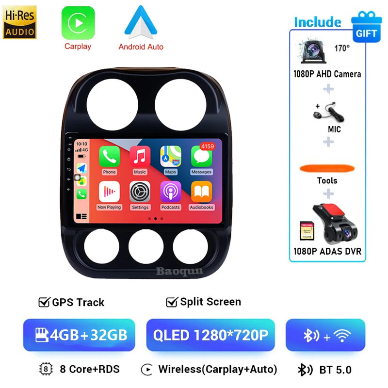 Autoradio CarPlay Jeep Compass et Patriot (2010-2016) – Écran QLED, sans fil, vue 9