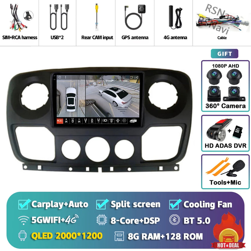 Autoradio CarPlay Renault Master, Nissan NV400 et Opel Movano (2010-2015) – Écran 9 pouces, Android 16, vue 13
