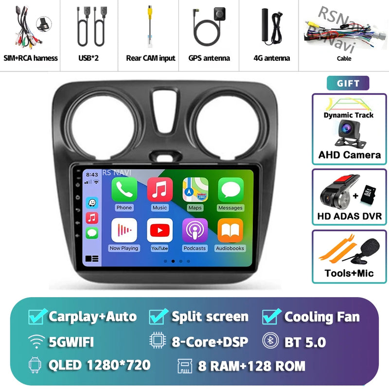 Autoradio CarPlay Renault Lodgy et Dacia Dokker (2012-2021) – Écran 9 pouces, Android 16, vue 21