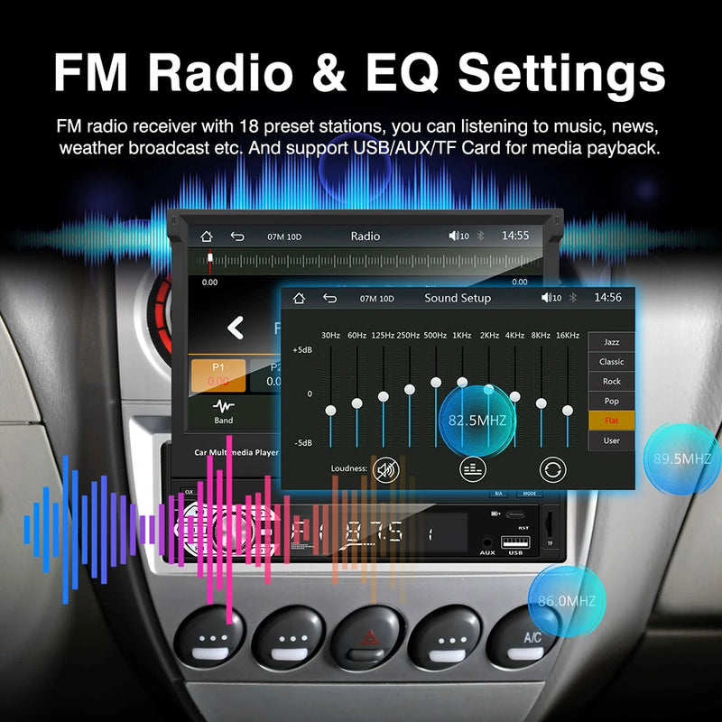 Autoradio CarPlay 1 DIN Universel – Écran Rétractable 7 Pouces, Filaire, vue 10