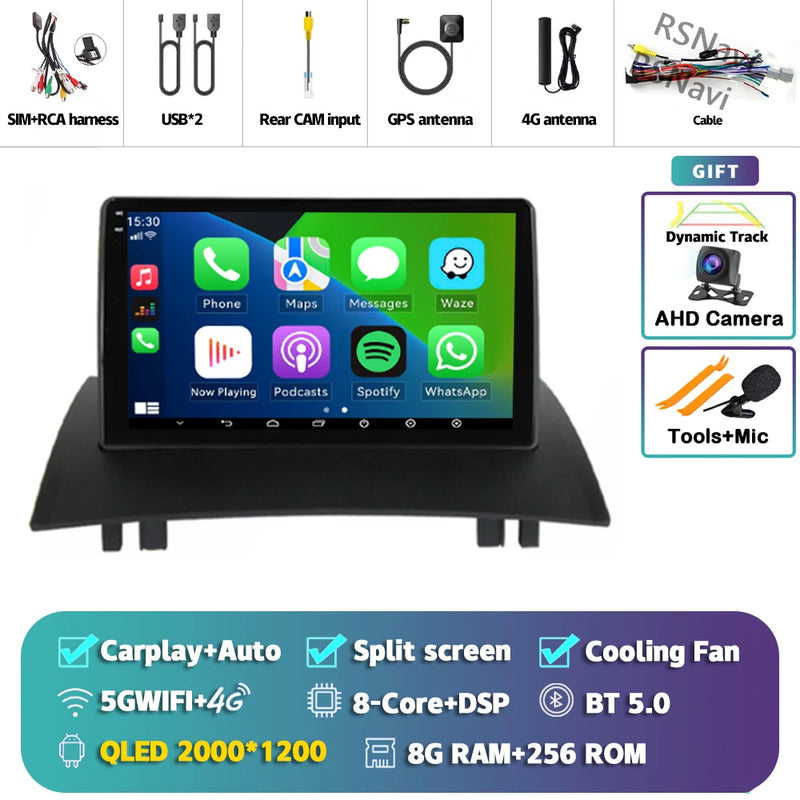 Autoradio CarPlay Renault Mégane 2 (2002-2009) – Écran 9 pouces, jusqu'à 16 Go + 512 Go, vue 38