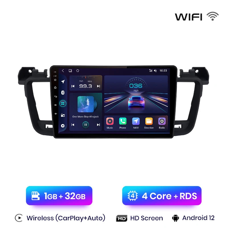 Autoradio CarPlay Peugeot 508 avec écran tactile (2011–2018)