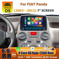 Autoradio CarPlay Fiat Panda (2003-2012) – Écran QLED 7 pouces, jusqu'à 8 Go + 256 Go