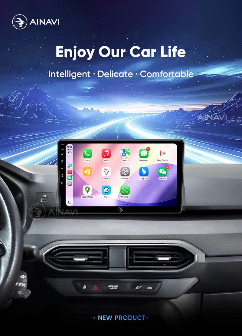 Autoradio CarPlay Dacia Logan, Sandero et Jogger (2019-2023) – Écran 10 pouces, jusqu'à 8 Go + 256 Go, vue 12