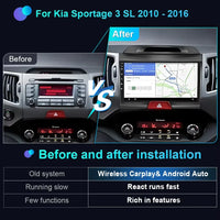 Autoradio CarPlay Kia Sportage 3 SL (2010-2016) – Écran QLED 9 pouces, jusqu'à 12 Go + 256 Go, vue 2
