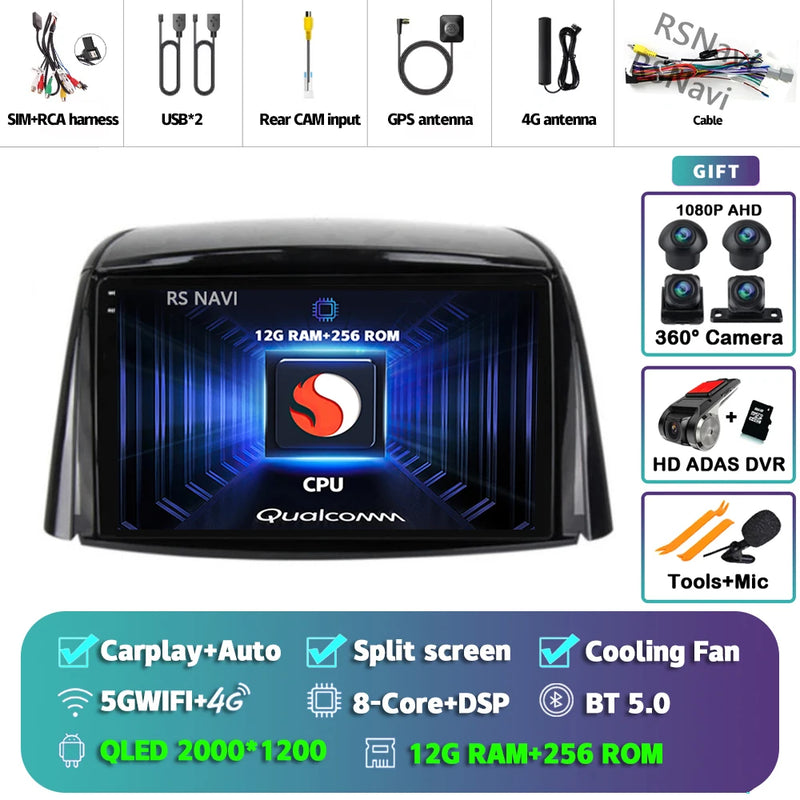 Autoradio CarPlay Renault Koleos (2008-2016) – Écran 9 pouces sans fil, jusqu'à 16 Go + 512 Go, vue 48