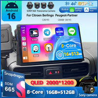 Autoradio CarPlay Citroën Berlingo, Peugeot Partner et Opel Combo (2019-2020) – Écran 9 pouces, Android 16, jusqu'à 16 Go + 512 Go