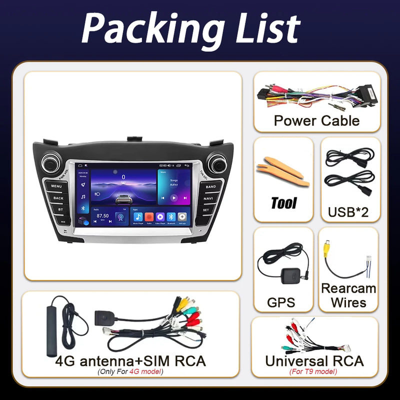 Autoradio CarPlay Hyundai ix35 (2009-2015) – Écran 7 pouces à boutons, jusqu'à 8 Go + 256 Go, vue 4