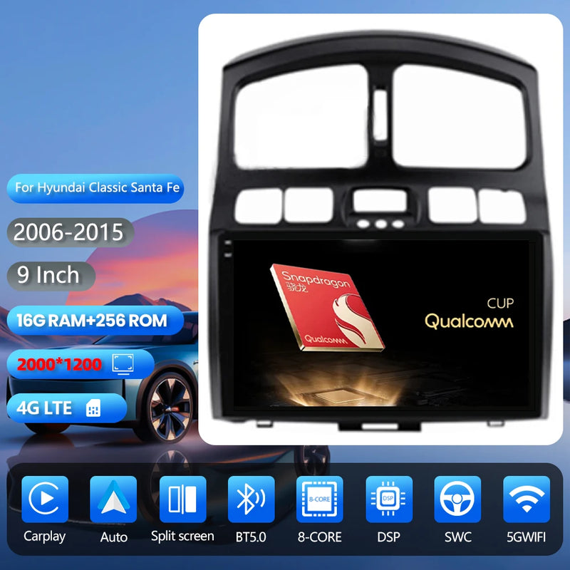 Autoradio CarPlay Hyundai Santa Fe Classic et SM (2006-2012) – Écran QLED 9 pouces, vue 29