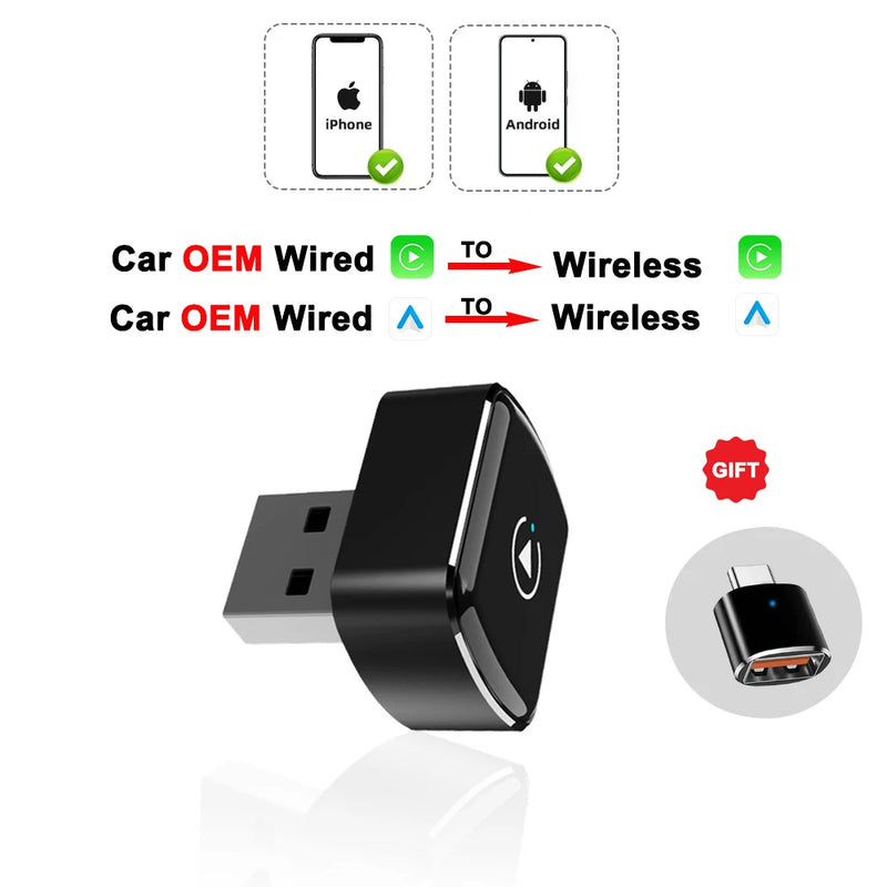 Adaptateur CarPlay Sans Fil USB 2 en 1 – 7 Modèles au Choix, Bluetooth 5.4, Wi-Fi 5,8 GHz, vue 3