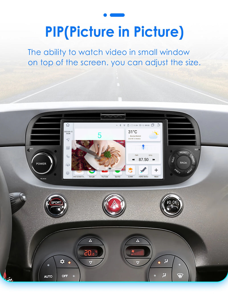 Autoradio CarPlay Fiat 500 (2007-2015) – Écran 7 pouces, 8 cœurs, jusqu'à 8 Go + 128 Go, vue 41