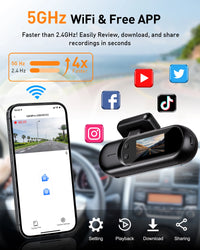 Dashcam Mini 4K Wi-Fi 5 GHz – Avant 4K et Arrière 1080P, Annonces Vocales, vue 12
