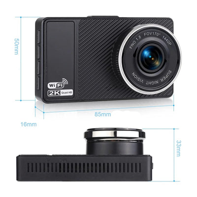 Dashcam 2K WiFi avant arrière – Vision nocturne, double caméra, carte SD 64 Go