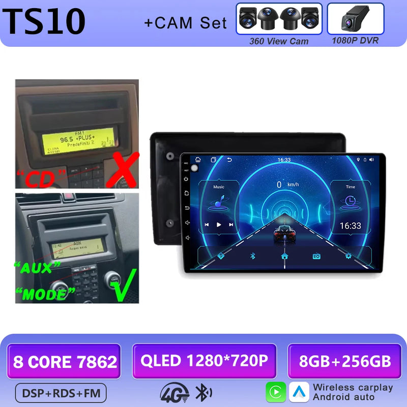 Autoradio CarPlay Volvo C30, S40, V50 et C70 (2004-2012) – Écran 9 pouces, jusqu'à 12 Go + 256 Go, vue 30