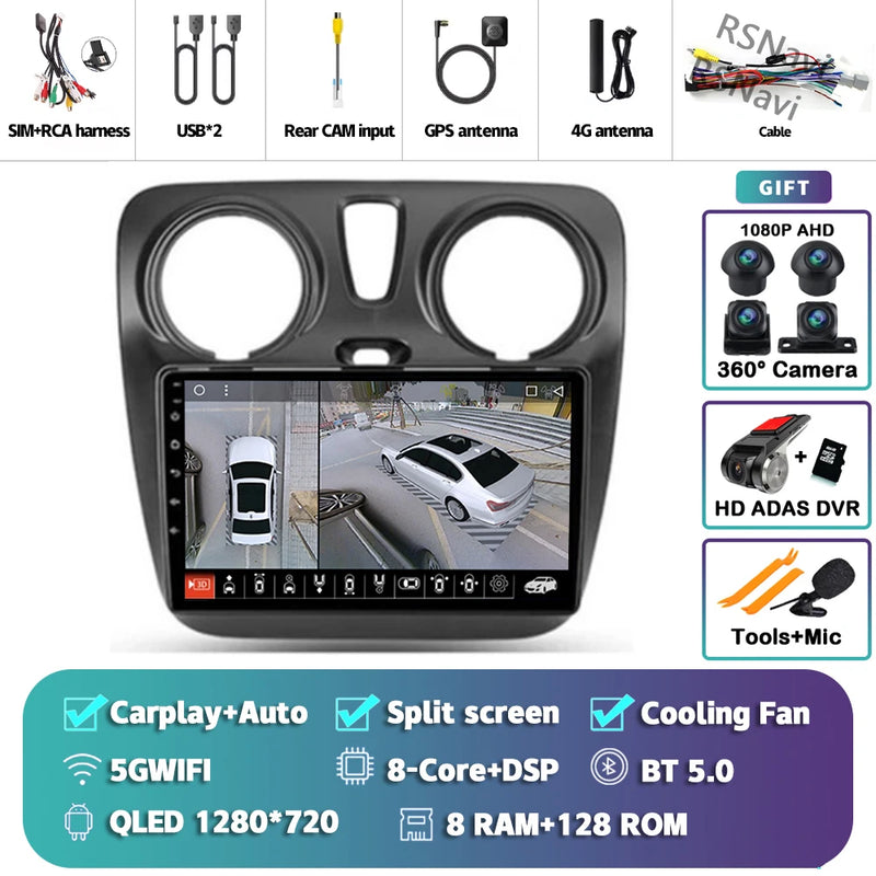 Autoradio CarPlay Renault Lodgy et Dacia Dokker (2012-2021) – Écran 9 pouces, Android 16, vue 19