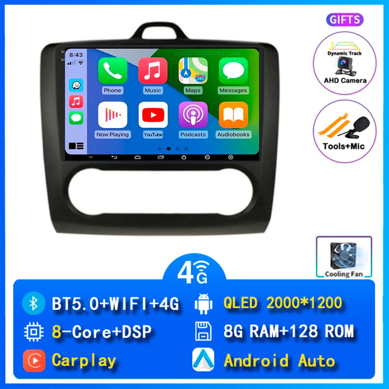 Autoradio CarPlay Ford Focus 2 (2004-2011) – Écran 9 pouces, jusqu'à 16 Go + 512 Go, vue 24