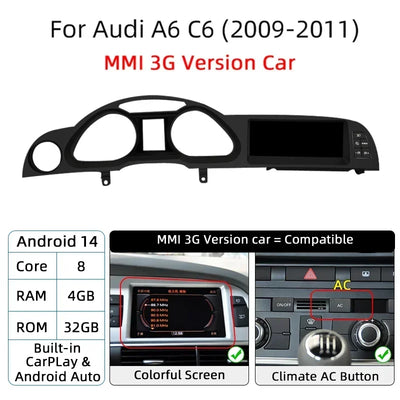 Autoradio Android pour Audi A6 C6 Q7 4L DSP MMI