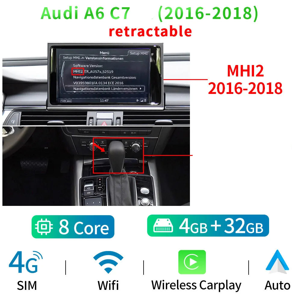 carplay audi a6 c7 MHI2 2016–2018 avec écran HD et CarPlay sans fil