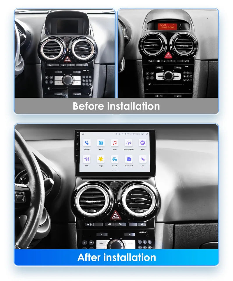 Autoradio CarPlay Opel Corsa D (2007-2012) – Écran 9 pouces, sans fil, vue 2
