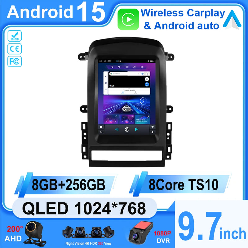 Autoradio CarPlay Chevrolet Captiva (2006-2012) – Écran vertical 9,7 pouces, jusqu'à 8 Go + 256 Go