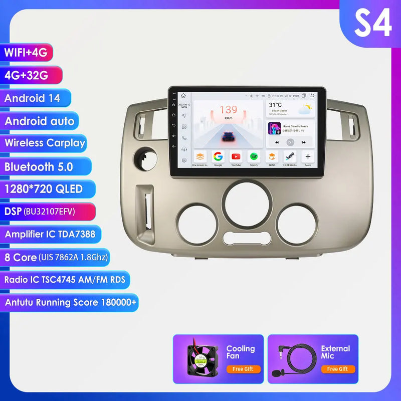 Autoradio CarPlay Renault Scénic 2 (2004-2009) – Écran 9 pouces, climatisation manuelle, vue 10