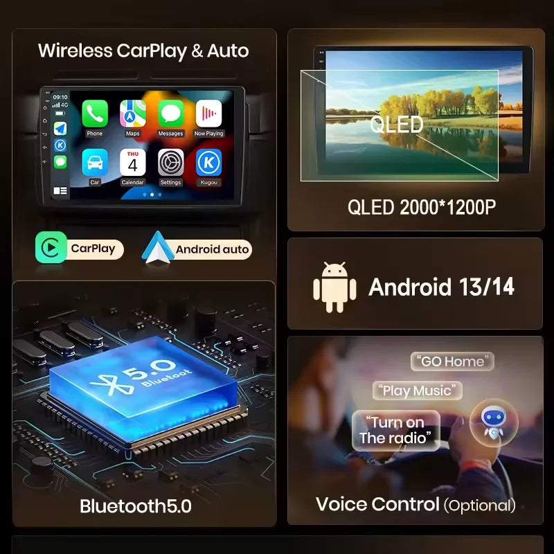 Autoradio CarPlay Ford S-Max (2006-2015) – Écran 9 pouces sans fil, jusqu'à 12 Go + 256 Go, vue 3