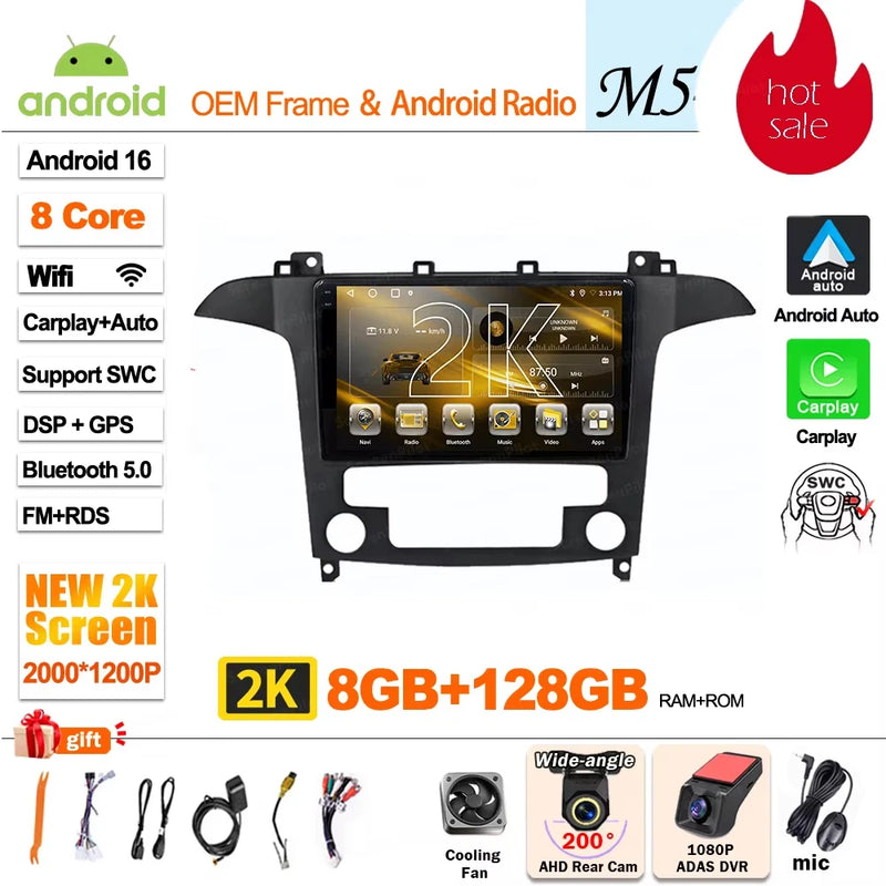 Autoradio CarPlay Ford S-Max (2006-2015) – Écran 9 pouces sans fil, jusqu'à 12 Go + 256 Go, vue 34