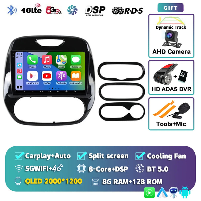 Autoradio CarPlay Renault Captur (2016-2019) – Écran 9 pouces, Android 16, vue 16