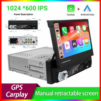 Autoradio CarPlay 1 DIN Universel – Écran Rétractable 7 Pouces, Filaire