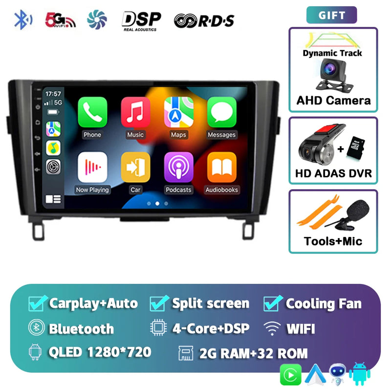 Autoradio CarPlay Nissan Qashqai J11 et X-Trail T32 (2014-2020) – Écran QLED, jusqu'à 16 Go + 512 Go, vue 10