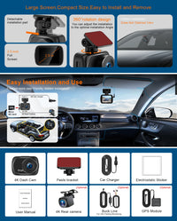 Dashcam 4K Avant et Arrière 4K – Écran 2 Pouces, Wi-Fi, GPS en Option, vue 13
