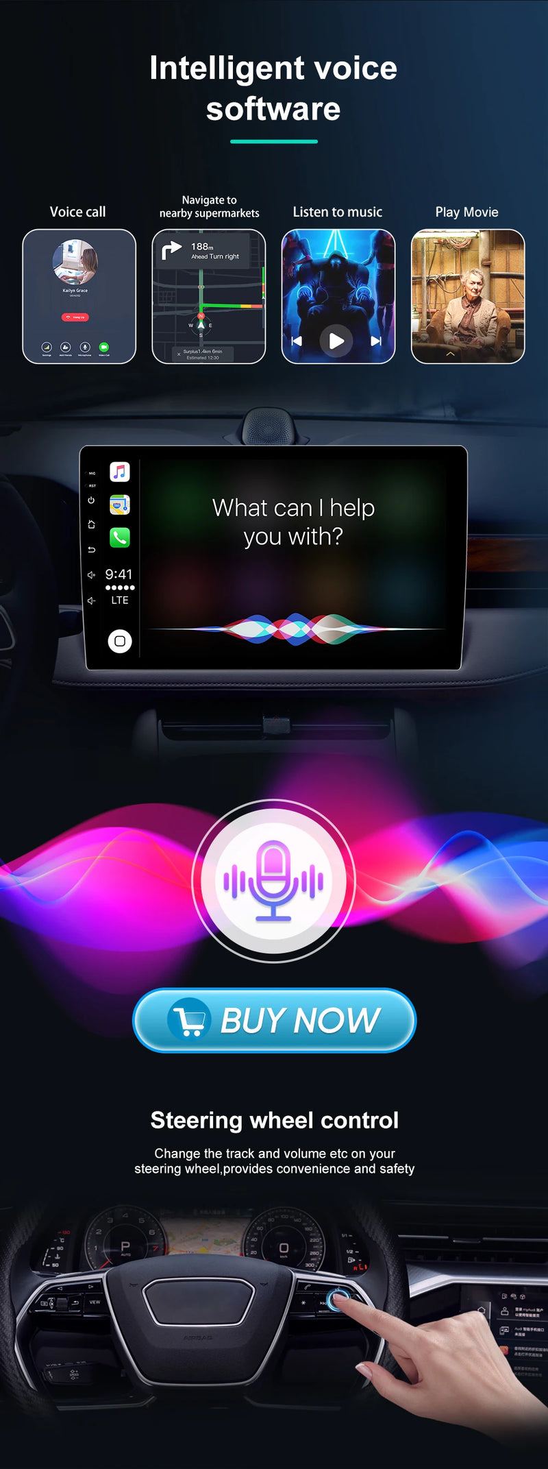 Autoradio CarPlay Volkswagen Polo 4 (2004-2009) – Écran QLED 9 pouces, Android 16, jusqu'à 12 Go + 256 Go, vue 16
