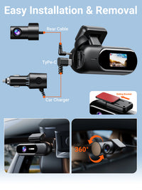 Dashcam Mini 4K Wi-Fi 5 GHz – Avant 4K et Arrière 1080P, Annonces Vocales, vue 20