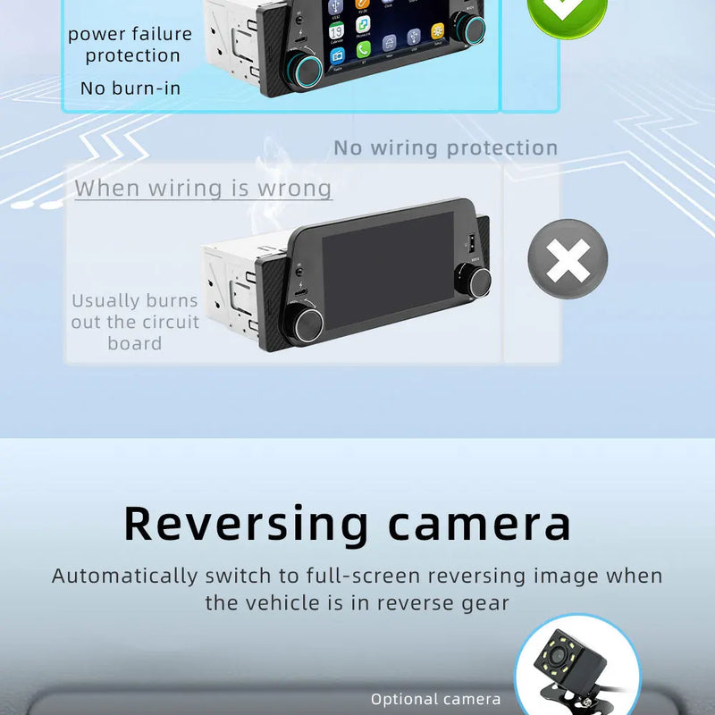 Autoradio CarPlay 1 DIN Universel – Écran 5 Pouces, Sans Fil, Bluetooth, FM, vue 13