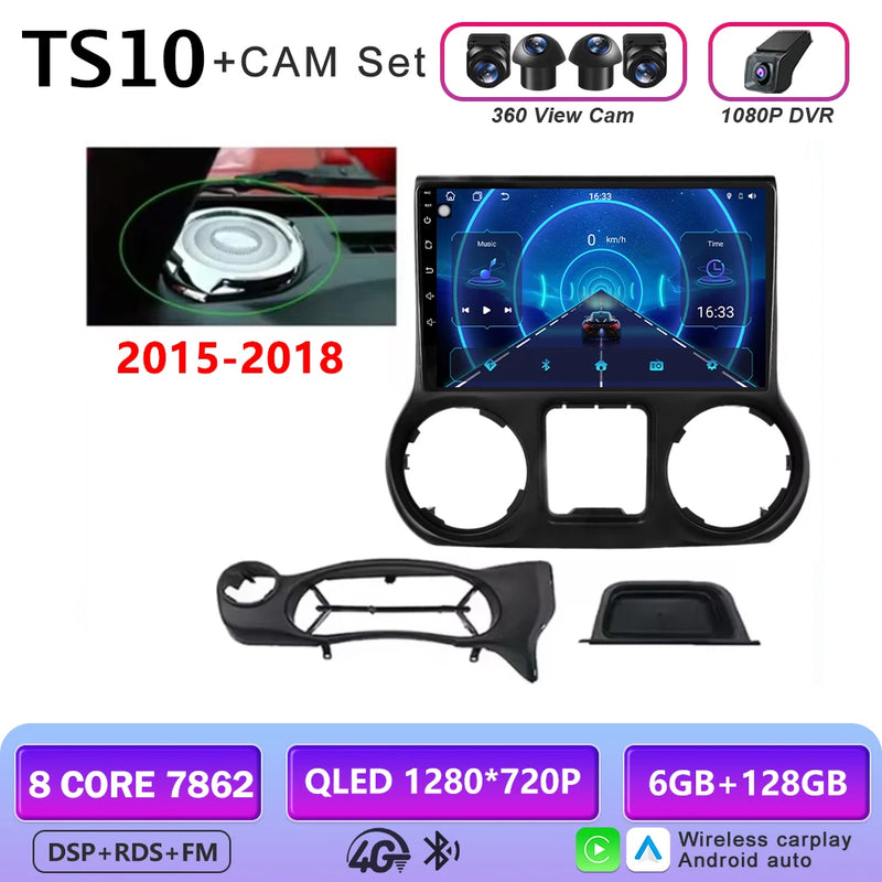 Autoradio CarPlay Jeep Wrangler JK (2011-2018) – Écran 9 pouces sans fil, jusqu'à 12 Go + 256 Go, vue 18