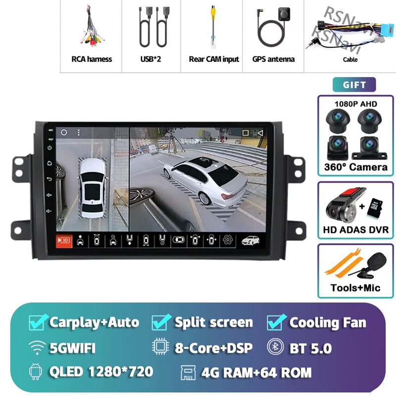 Autoradio CarPlay Suzuki SX4 (2006-2013) – Écran 9 pouces sans fil, jusqu'à 12 Go + 256 Go, vue 35